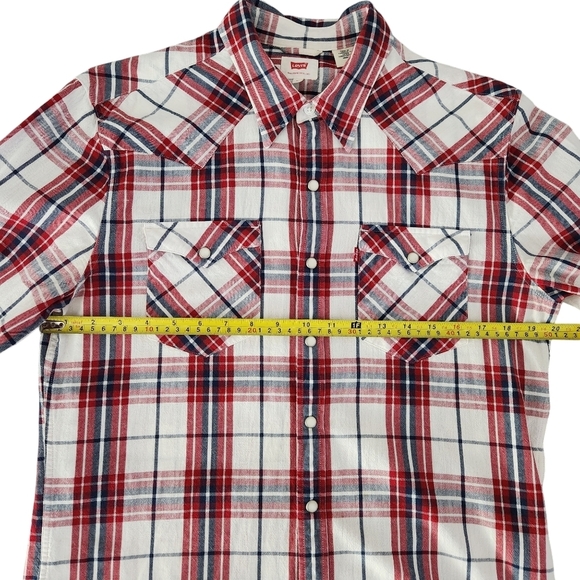 LEVI'S Barstow Western red check snap shirt M cowboy classic fit vintage vibe - Picture 12 of 15